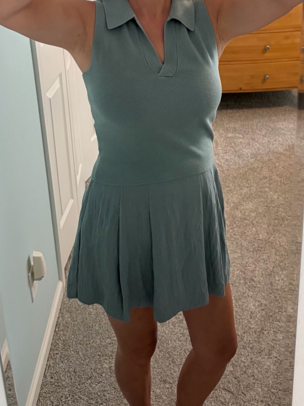 a new day Teal Green Pleated Mini Skirt Set